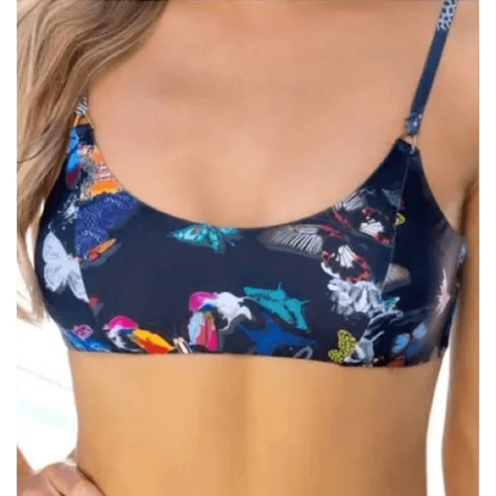 Swiminista Christian‎ Lacroix Bikini Top Small Black Butterfly Parade Print Play